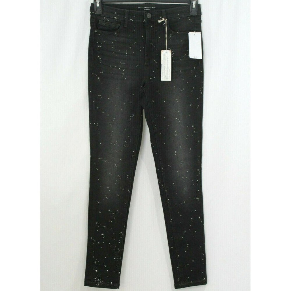 NWT Sanctuary Denim Womens $119 Starry Night Black High Rise Skinny Jeans 25